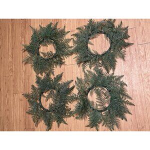 Vintage Plastic Fern Foliage Candle Rings Set of 4 Artificial Greenery